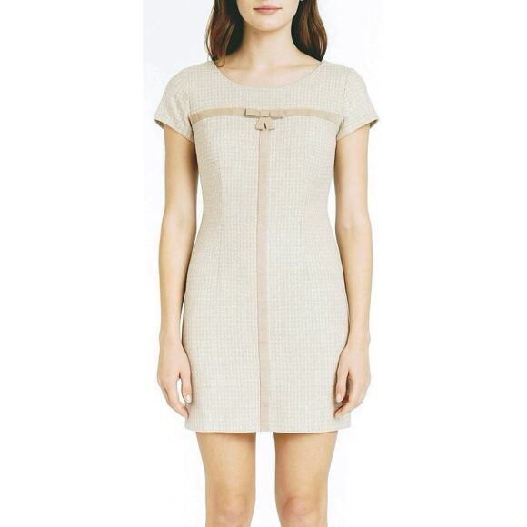 1990s Vintage Tweed Mini Dress Short Sleeve Ribbon & Bow Size 6 Coquette Girl - Picture 12 of 13